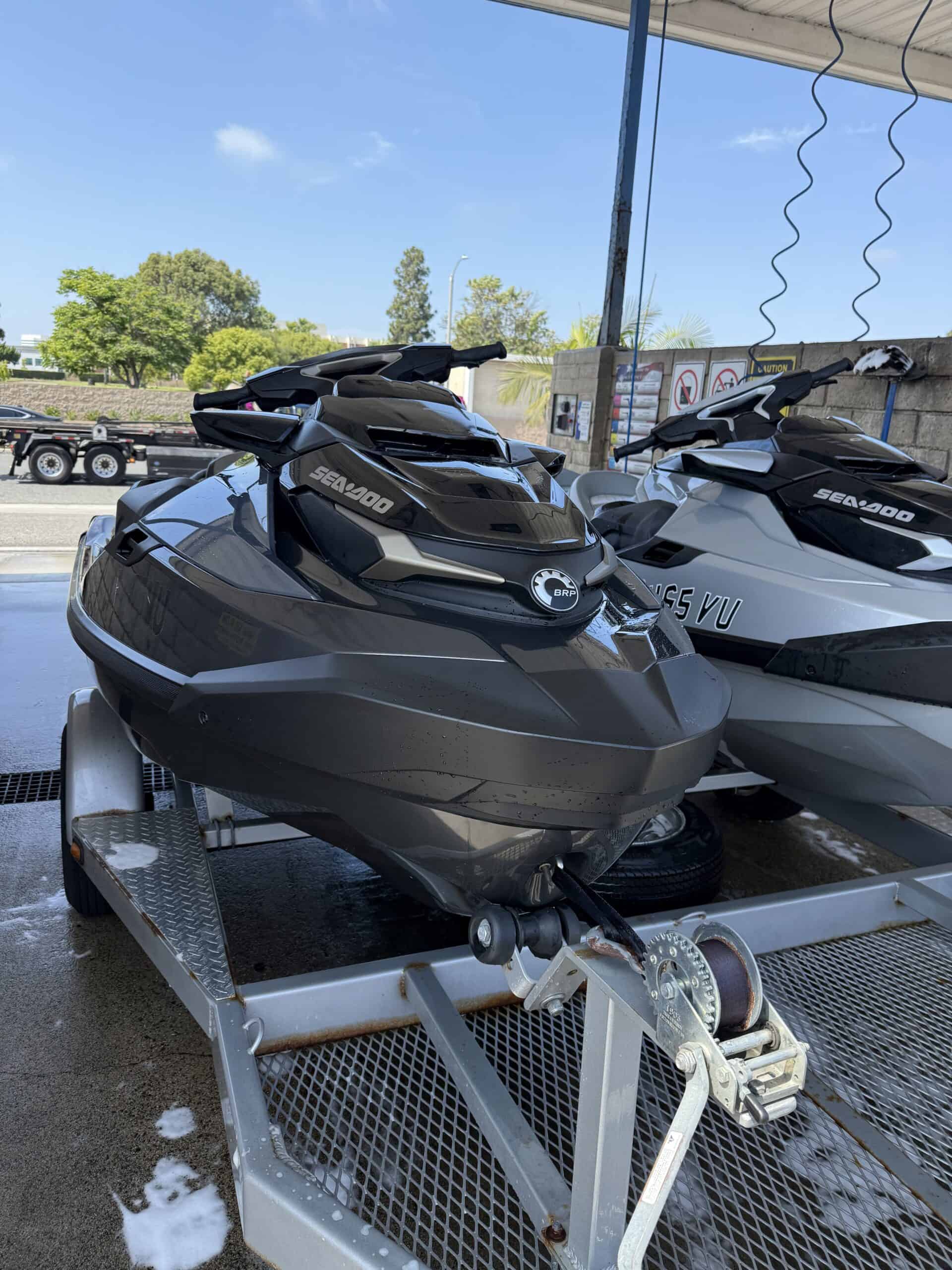 Pre-purchase jet ski inspection on trailer